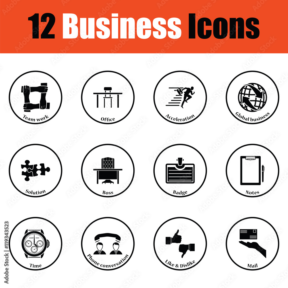 Sticker Business icon set