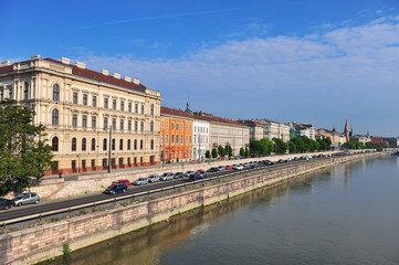 Riverside of Budapest city centre on Danube, Hungary