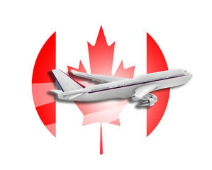 Plane and Canada flag.