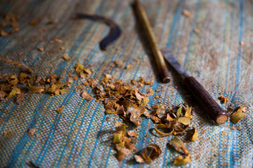 Sticks of cinnamon in workshop