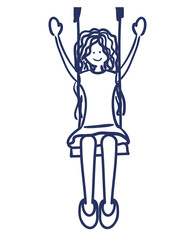 girl swinging drawing isolated icon vector illustration design