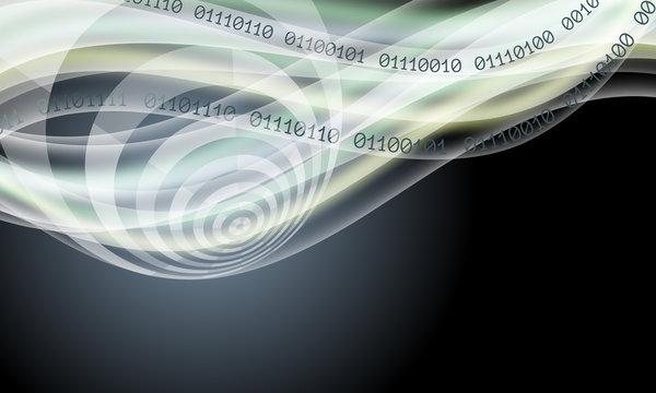 Vector abstract background with lights, waves,  lines, and binar