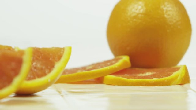 Pan of sliced oranges