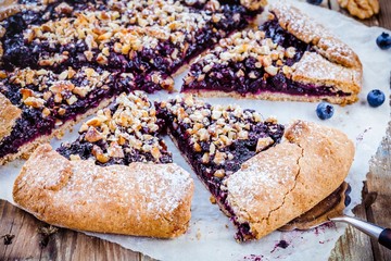 homemade galette with blueberries and walnuts