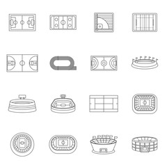 Sport stadium icons set in outline style. Sport fields set collection vector illustration