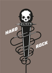 Rock microphone with a skull. Music poster.