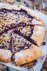 homemade galette with blueberries and walnuts