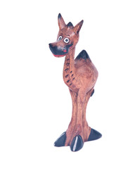 Funny wooden one hump camel isolated on white background