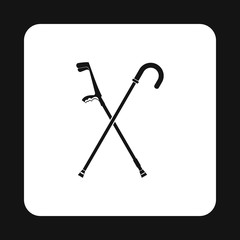 Walking cane icon in simple style isolated on white background. Help people symbol