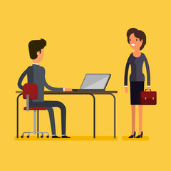 Business concept. Cartoon businessman and woman