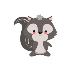flat design cute skunk cartoon icon vector illustration