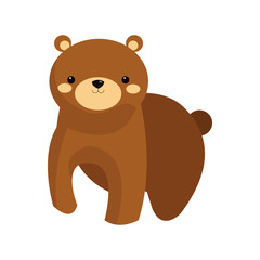 flat design cute bear cartoon icon vector illustration