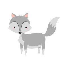 flat design cute fox cartoon icon vector illustration