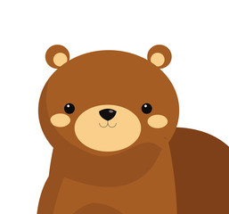 flat design cute bear cartoon icon vector illustration