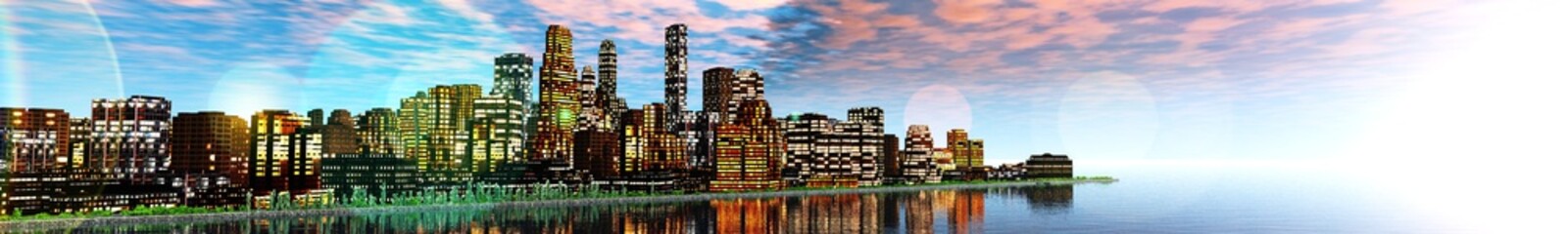 Obraz premium panorama of the city at sunset. banner.