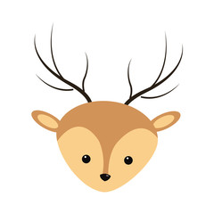 flat design cute reindeer cartoon icon vector illustration