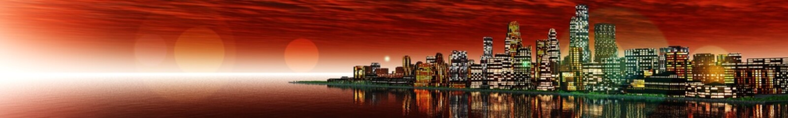 Fototapeta na wymiar panorama of the city at sunset. banner.