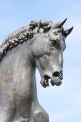 Fototapeta na wymiar Leonardo da Vinci Horse statue in Milan, Italy. The world's largest equestrian statue.