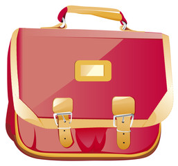 Un cartable rouge de face