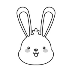 flat design cute rabbit cartoon icon vector illustration