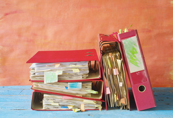 messy file folders and documents, good copy space