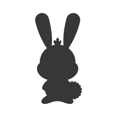 flat design cute rabbit cartoon icon vector illustration