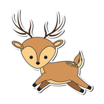 flat design cute reindeer cartoon icon vector illustration