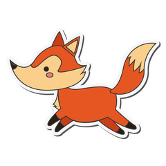 flat design cute fox cartoon icon vector illustration