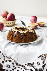 homemade apple cake with chocolate