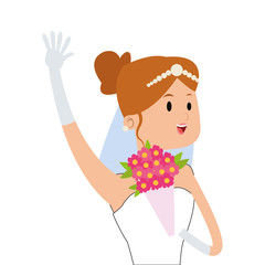 flat design happy bride icon vector illustration
