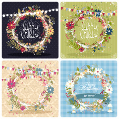Collection of beautiful birthday greeting cards © kaktus2536