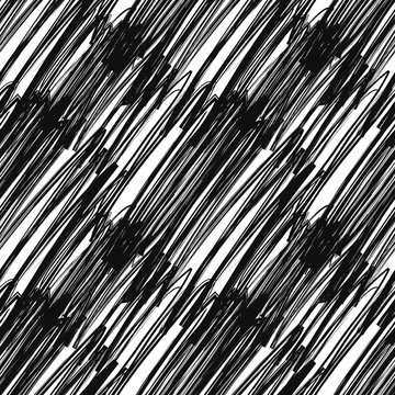 Messy hatching on white, abstract seamless pattern