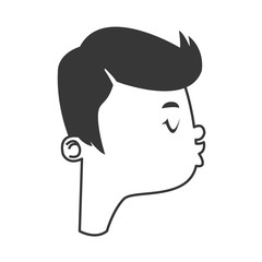 flat design face of man kiss icon vector illustration