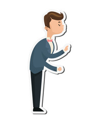 Obraz premium flat design happy groom kiss icon vector illustration