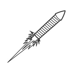 flat design flying firecracker icon vector illustration