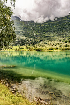 Norway, Sogn og Fjordane, Oldevatnet lake in Oldedal