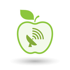 Isolated  line art apple icon with a satellite dish