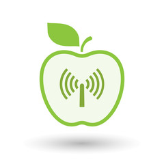 Isolated  line art apple icon with an antenna