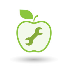 Isolated  line art apple icon with a wrench