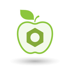 Isolated  line art apple icon with a nut