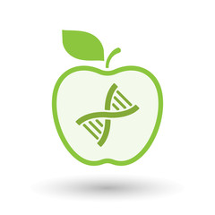 Isolated  line art apple icon with a DNA sign