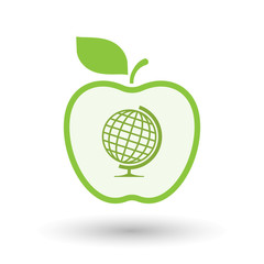 Isolated  line art apple icon with  a table world globe