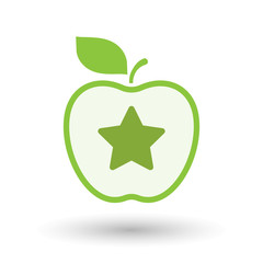 Isolated  line art apple icon with a star