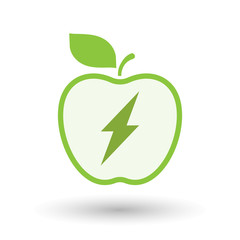 Isolated  line art apple icon with a lightning