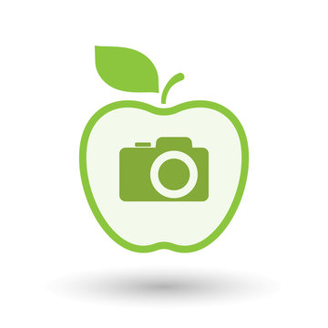 Isolated  line art apple icon with a photo camera