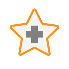 Isolated  line art star icon with a pharmacy sign