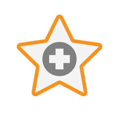 Obraz premium Isolated line art star icon with a round pharmacy sign