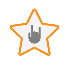 Isolated  line art star icon with a rocking hand