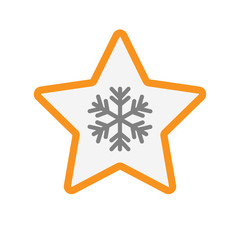 Obraz premium Isolated line art star icon with a snow flake