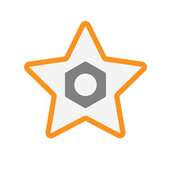 Isolated  line art star icon with a nut